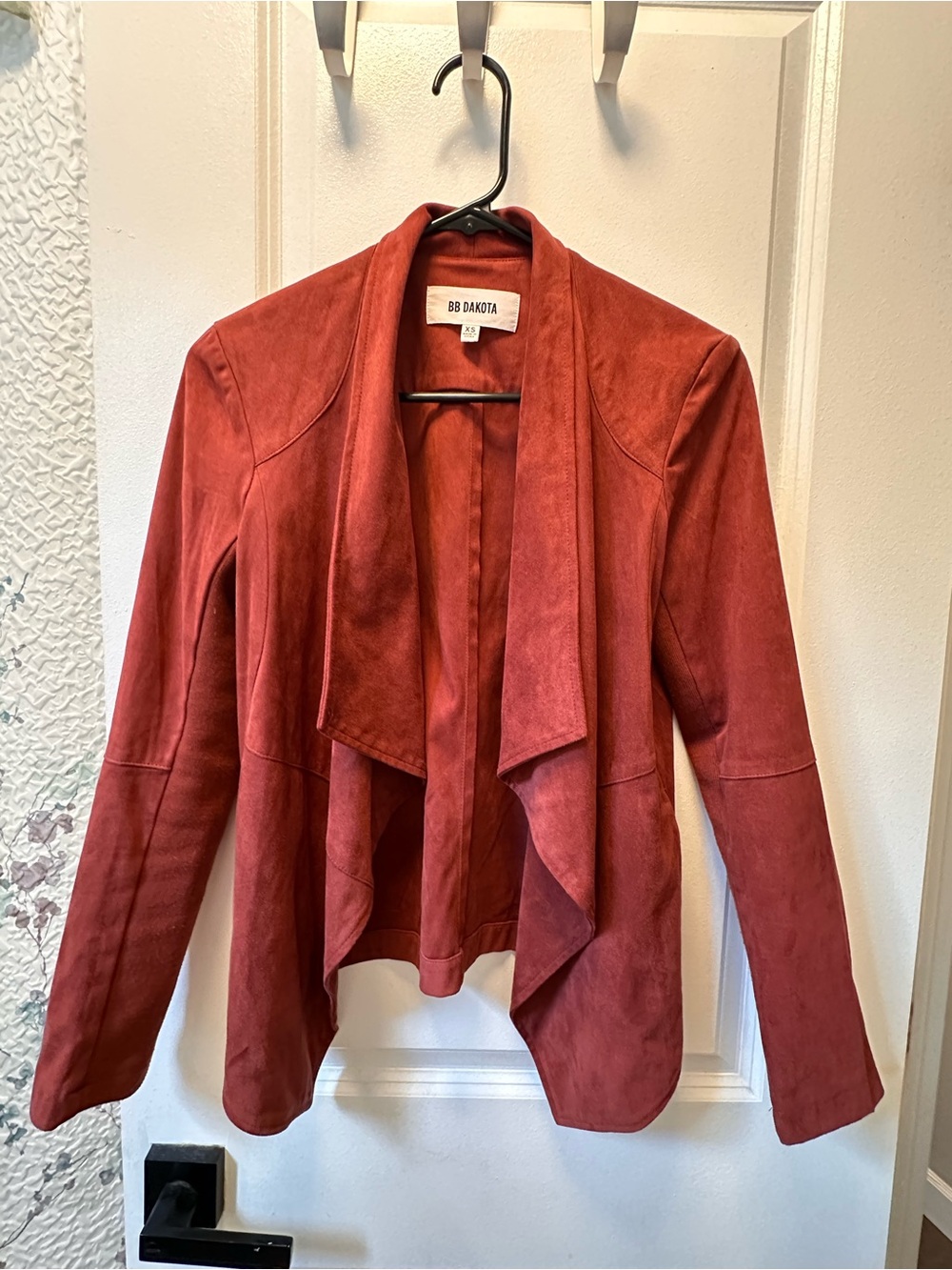 BB Dakota Rust Red Suede Drape Front Blazer
